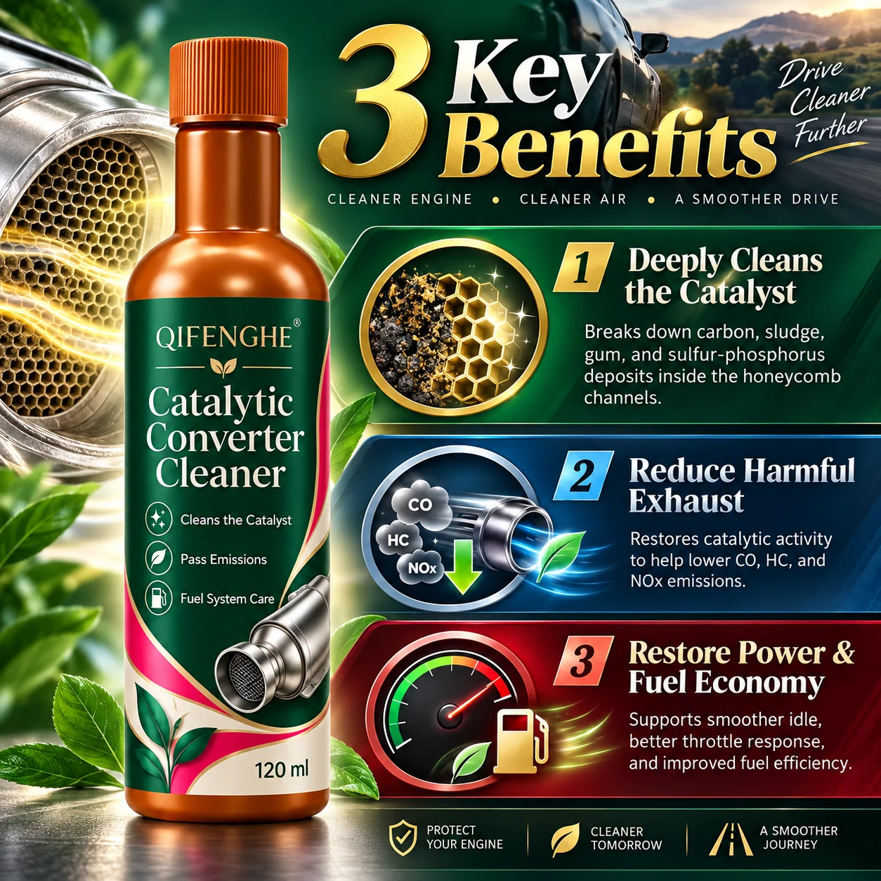 120ml Catalytic Converter Cleaner Fuel Additive Deep Carbon Clean Pass Emissions Test Restore Power Save Fuel