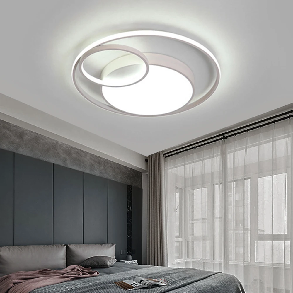 

Modern Three-Circle Led Ceiling Lamp Dimmable Minimalism Round Atmosphere Lights Living Room Bedrrom Home Docor Lighting Fixture