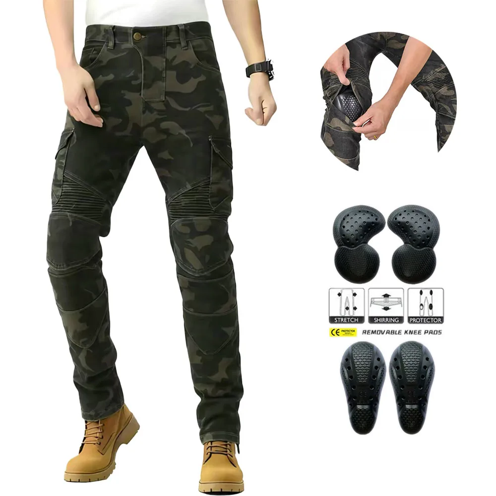 New Motorcycle Black Blue Men Jeans Upgrade Extension Protector Detachable Racing Four Seasons Casual Fashion Road Rider Pants