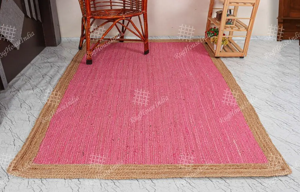 Jute Carpet Pink Türkiye Is The Entrance Jute Carpet Suitable for Outdoor Indian Jute Carpet Carpets for Living Room