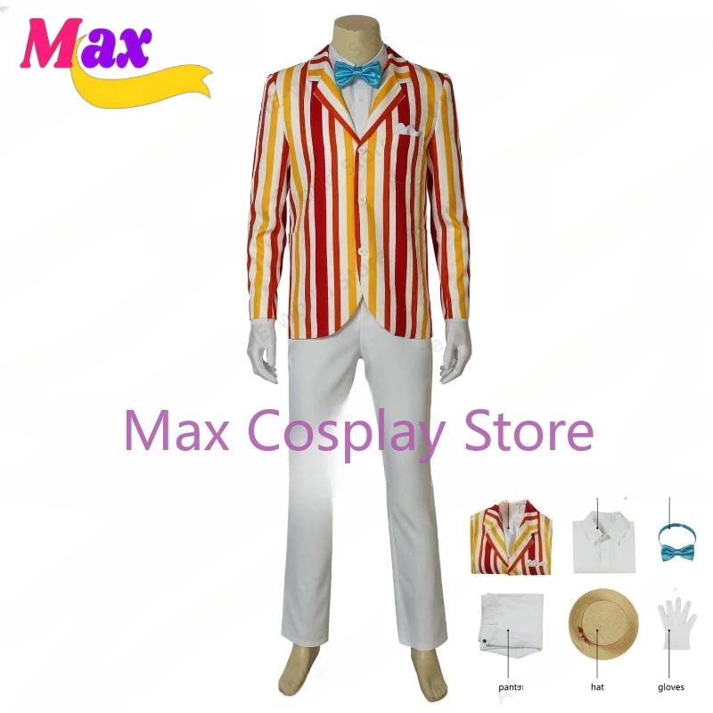 

Max Cos Movie Mary Cosplay Men's Costume Poppins Halloween Bert Jacket Pants Shirt Suit Stage Performance Party Uniform