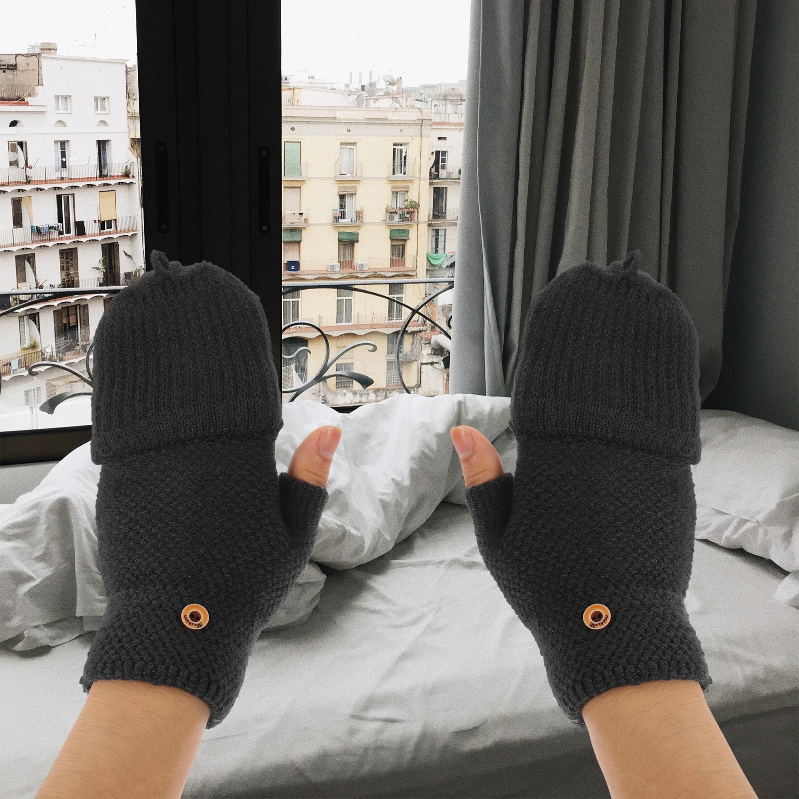 

1 Pair Warm Knitted Gloves For Women Fingerless Acrylic Cashmere Blend Touchscreen Compatible