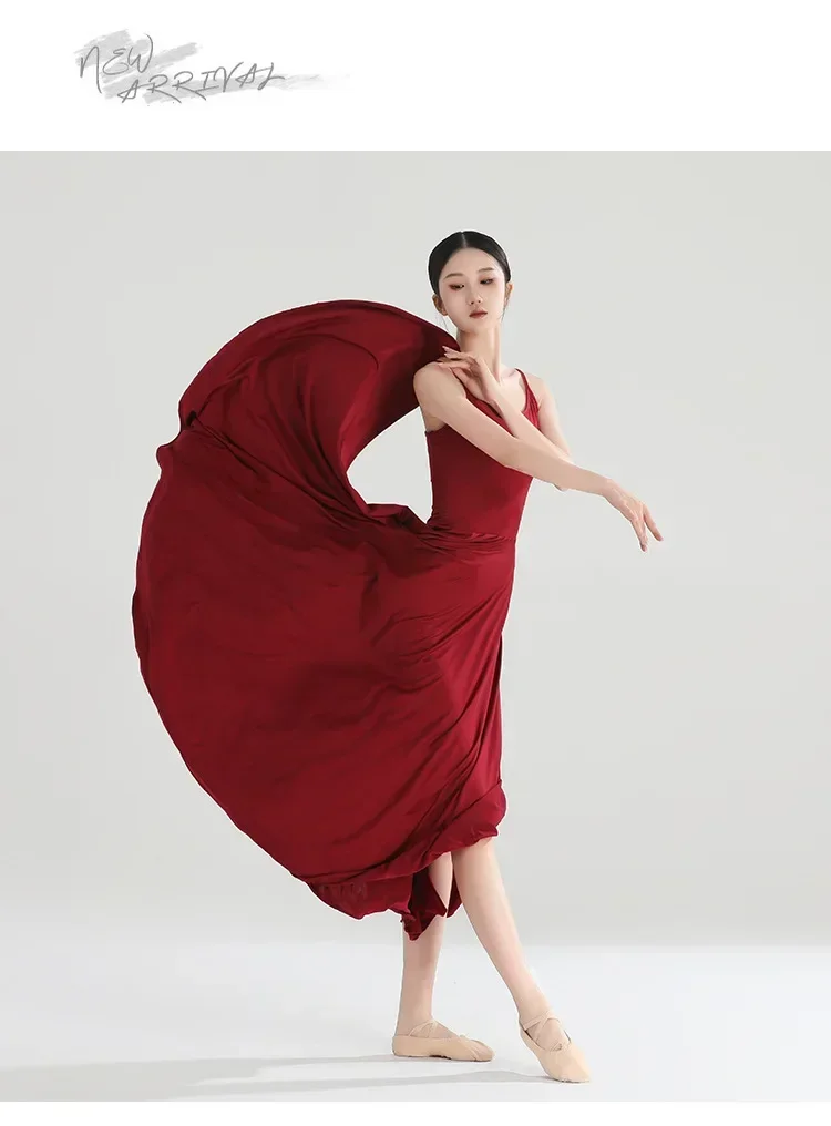 Klassisches Tanzkostüm, Kleid mit breiten Trägern und weitem Rock, fließendes Kleid im chinesischen Stil, modernes Tanzkostüm für Ballett, Damen. – Detail 7
