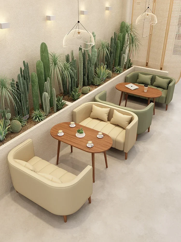 Cafe booth sofa leisure club to receive guests to discuss milk tea shop dessert shop table and chair combination