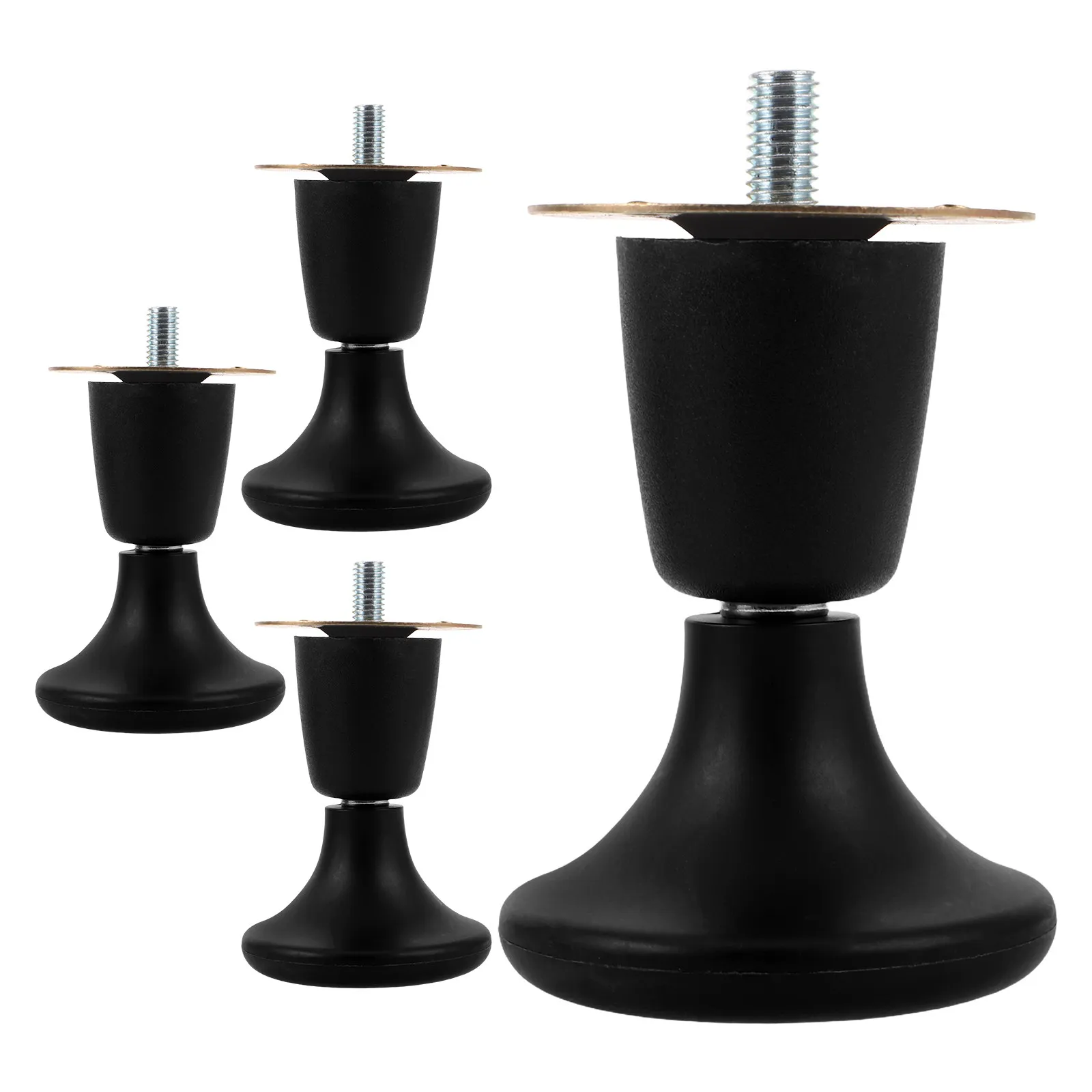 4-個の家具交換用脚、高耐久ブラックプラスチックネジ式ソファベッドフレーム足サポートベッドフレーム交換部品ソファ