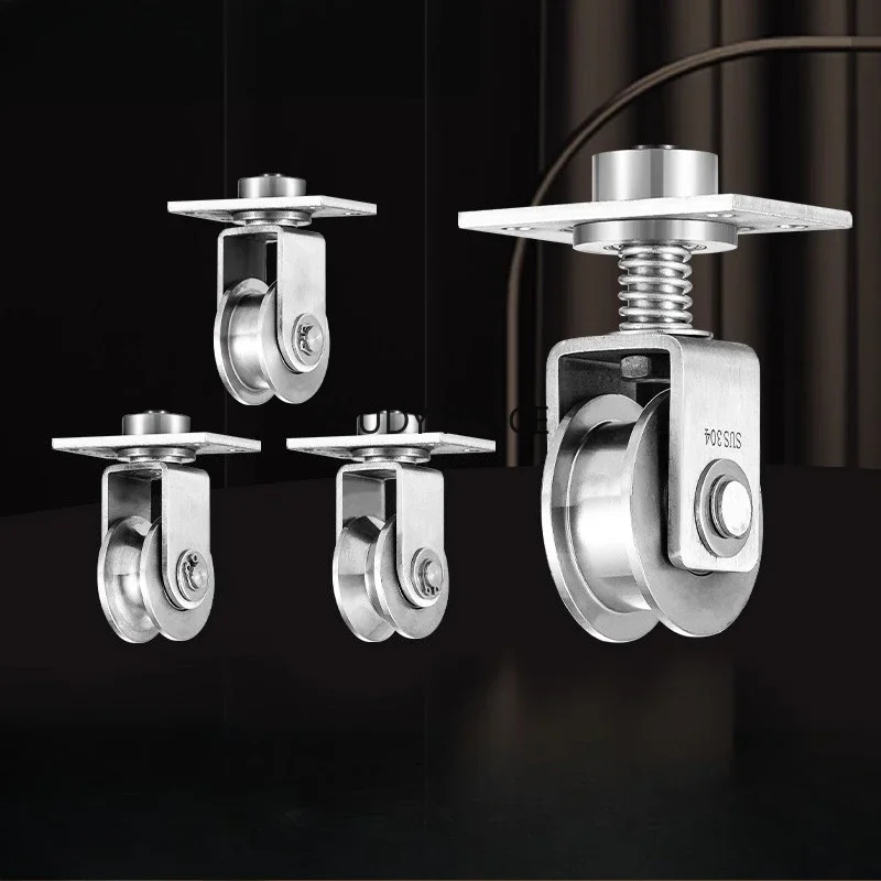 1pc 201/304 Stainless Steel Belt Pulley Universal Pulley V/U/H-shaped Groove Track Steel Wheel Household Hardware Accessories