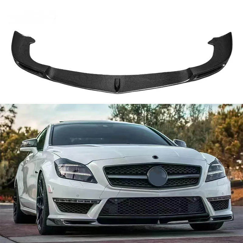 YOMDO W218  V Style Real Carbon Front Lip Front Bumper Lip for   C218 CLS Class CLS63 Pre Lci 2012-2015