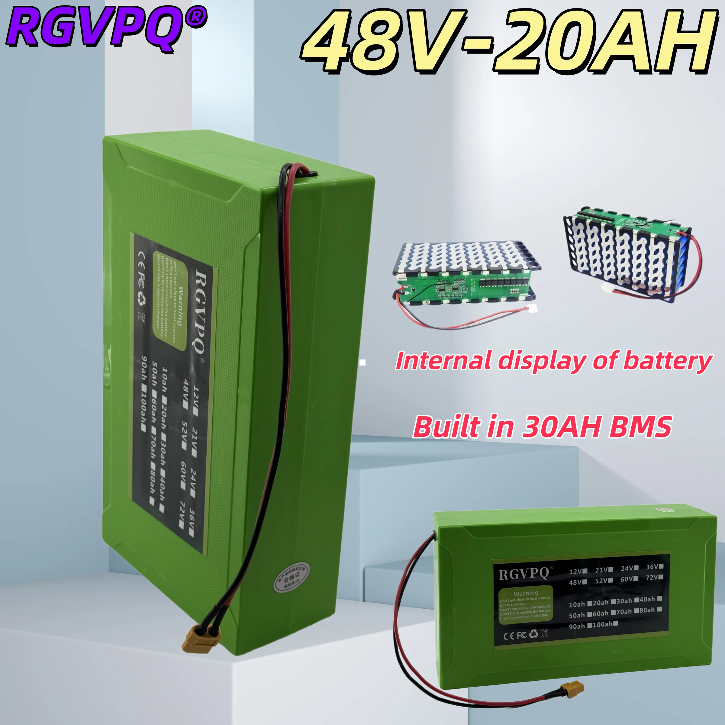 

Air freight, 24-hour fast delivery, 48V18650 lithium battery new green box, 13S6P20AH, suitable for OEM vehicles