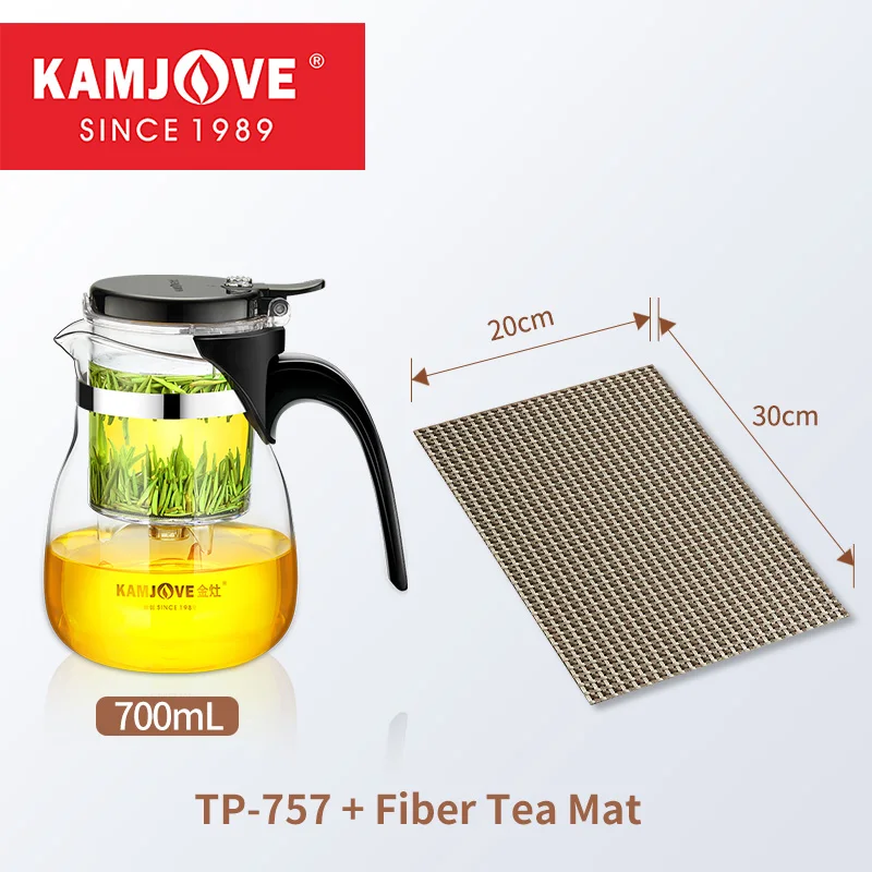 KAMJOVE Heat Resistant Glass Teapot,Puer Kettle Hot Sale 400-900ML Capacity One-click Tea Filter Tea Pot Chinese Kung Fu Teawear