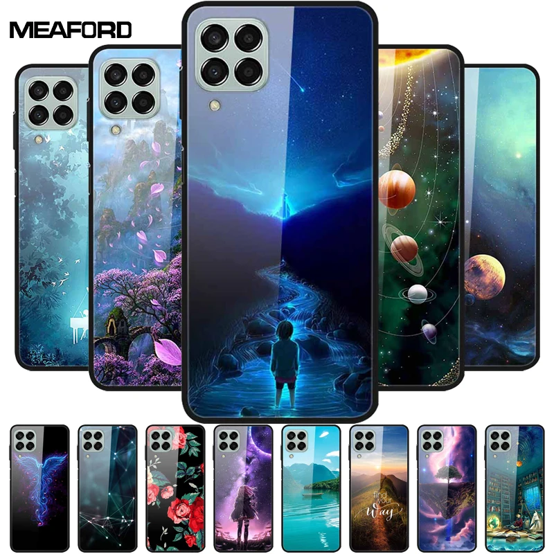 Für Samsung M33 Fall M53 5g gehärtetes Glas Hard Back Cover für Samsung Galaxy M53 5g/M33 5g Fall Schutz Coque Stoßstange Funda