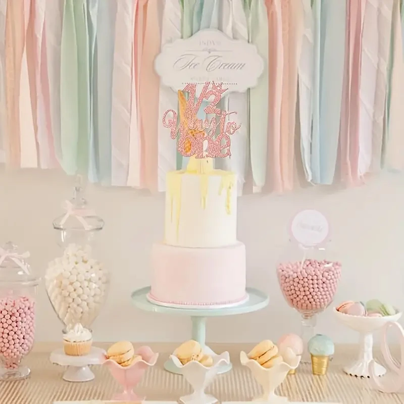 1/2 „Half Way to One“-Kuchenaufsatz „Happy 6-Monats-Geburtstagskuchen-Dekoration für Baby Happy 6-Monate-Geburtstagsfeier-Kuchenaufsatz – Detail 4