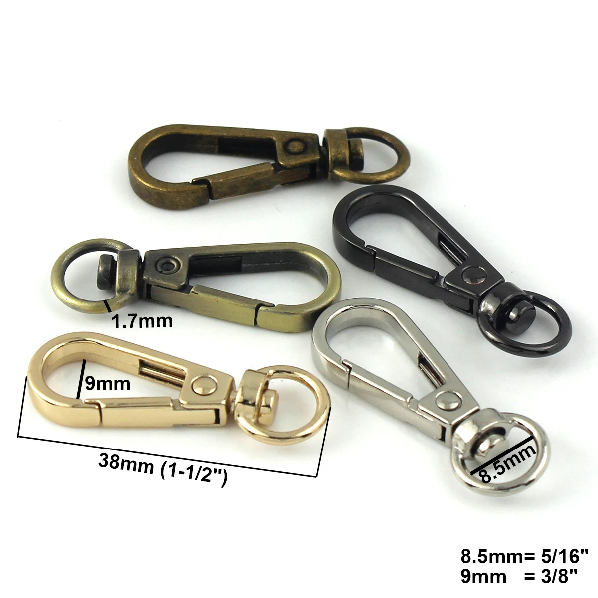 Metal Carabiner Snap Hook Trigger Clasps Clips Swivel O-ring for Leather Craft Bag Strap Belt Webbing Keychain Small Size
