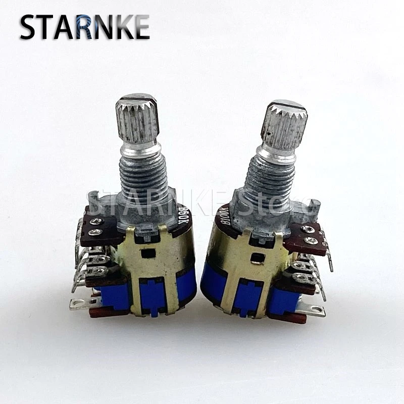 

2PCS 12 Type Dual B5K B10K B50K B100K With Switch Audio Speaker Volume Potentiometer Flower Shaft 15mm