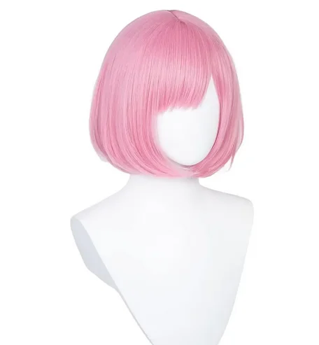 Ootori emu Cosplay Wig for Project Sekai Cosplay, Short Straight Pink Party Wigs for Women Girls Pink