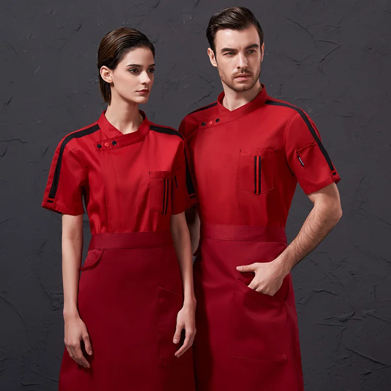 Chemise de Chef d'Été pour Homme et Femme, Veste de Cuisine d'Hôtel, à Manches Courtes, Cantine, Costume de Cuisinier Mince, Vêtements de Travail