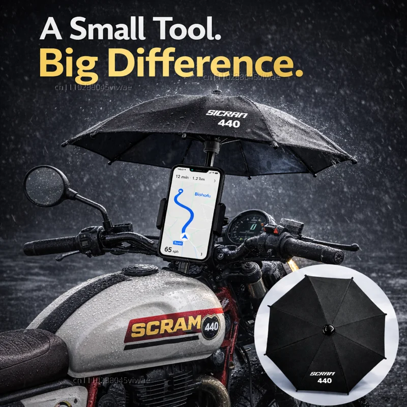 

For Royal Enfield Scram 440 Motorcycle Phone Umbrella Holder Waterproof Sunshade Anti Glare Rainproof Handlebar GPS Mount