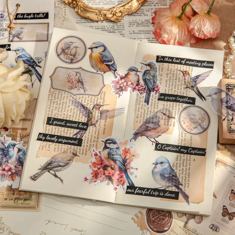 Mr.Paper 20pcs The Gorgeous Fantasy Sticker Book Watercolor Illustration Flower And Bird Journal Scenic Decoration Sticker