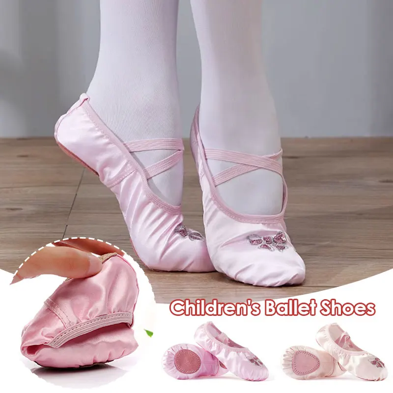 22-38Children Ballet Shoes Soft Sole Lace Bow Girls Ballet Dance Slippers Ballerina Stage Performance Practise Dance Shoes