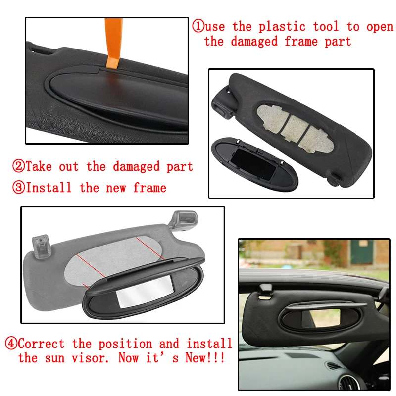 Zwarte Zonneklep Spiegel Cover Make-Up Spiegel Frame Fit Voor Porsche 996 997 911 Carrera 986 Boxster 987 Cayman Vervangen accessoires