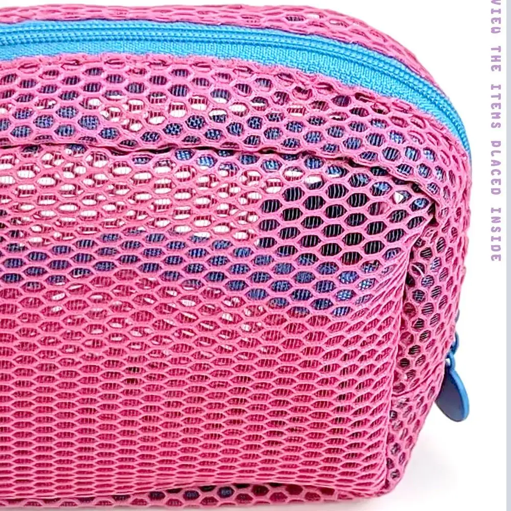 Lightweight Mesh Zipper Bags Portable Space Saving Travel Toiletry Pockets Large Capacity Rotary Hook Mini Makeup Pouch Lipstick