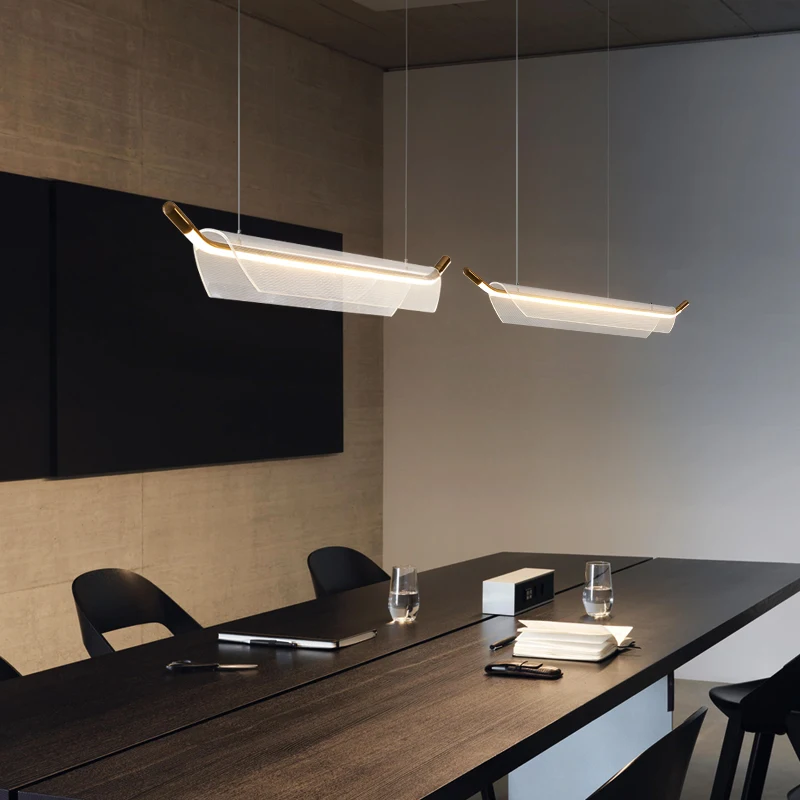 Minimalist Designer Restaurant Pendant Lamp Modern Creative Bar High-end Strip Dining Table Lighting Fixtures Kitchen Chandelier