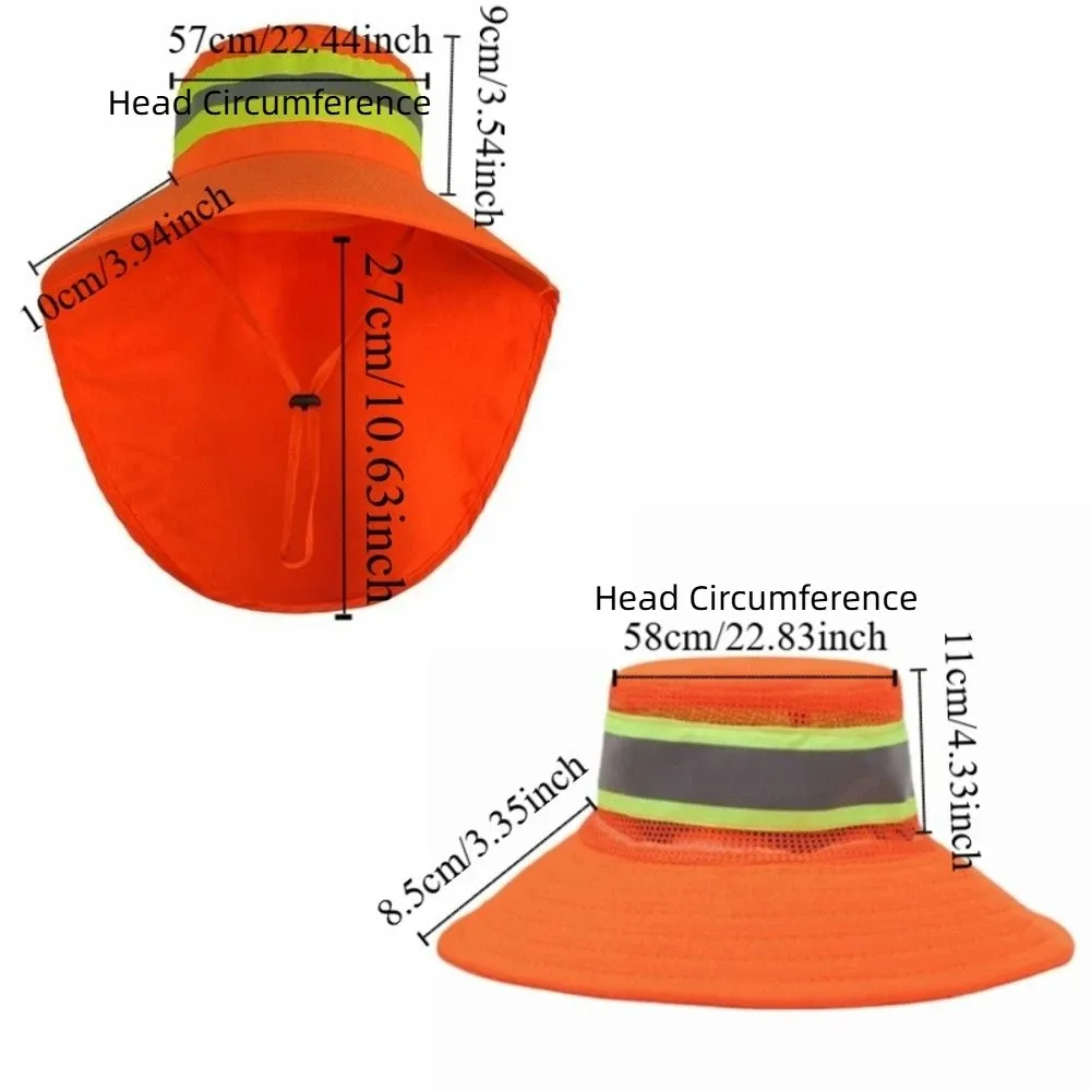 Adjustable Design Reflective Sun Hat UV Protection Sun Protection Anti-UV Bucket Hat Neck Shawl Large Brim view 6