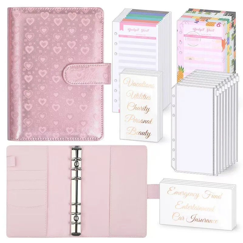 

New A6 Binder Money Organizer for Cash, PU Leather Budget Binder with Zipper Cash Envelopes for Budgeting, for Saving Money