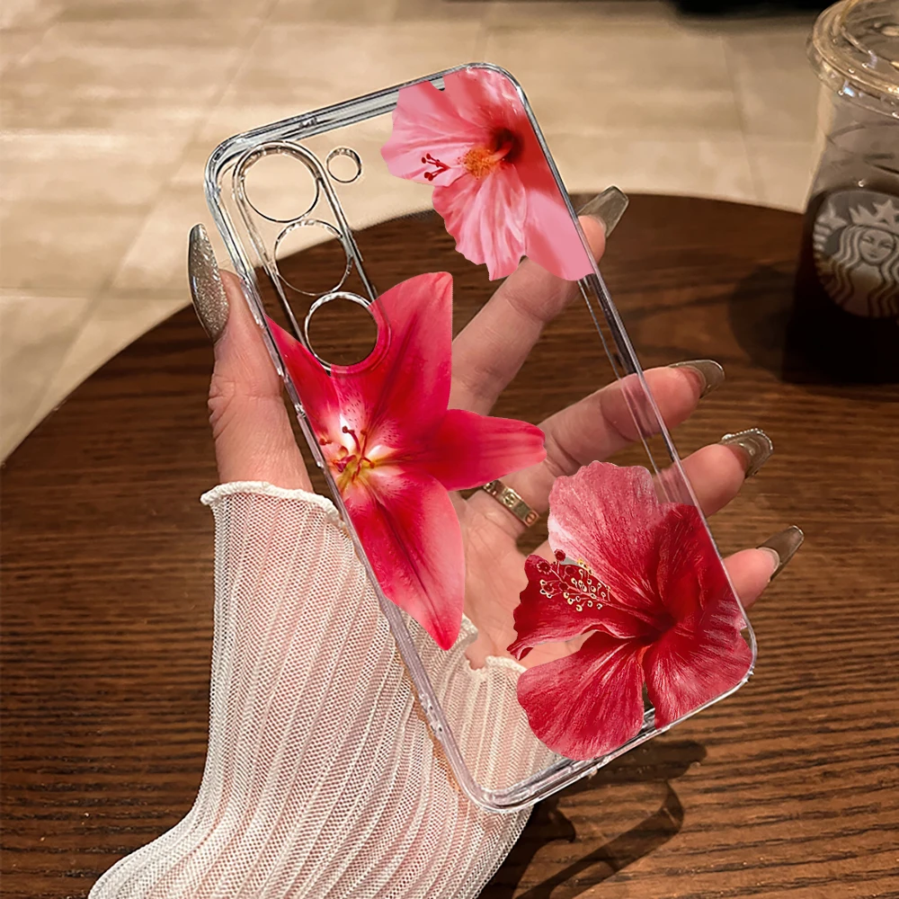 Orchideenblumen-Hülle für Samsung Galaxy S26 S25 S24 S23 Ultra S22 S21Plus FE A57 A56 A55 A54 A53 A36 A35 A34 5G Klare Weiche Schutzhülle – Detail 2