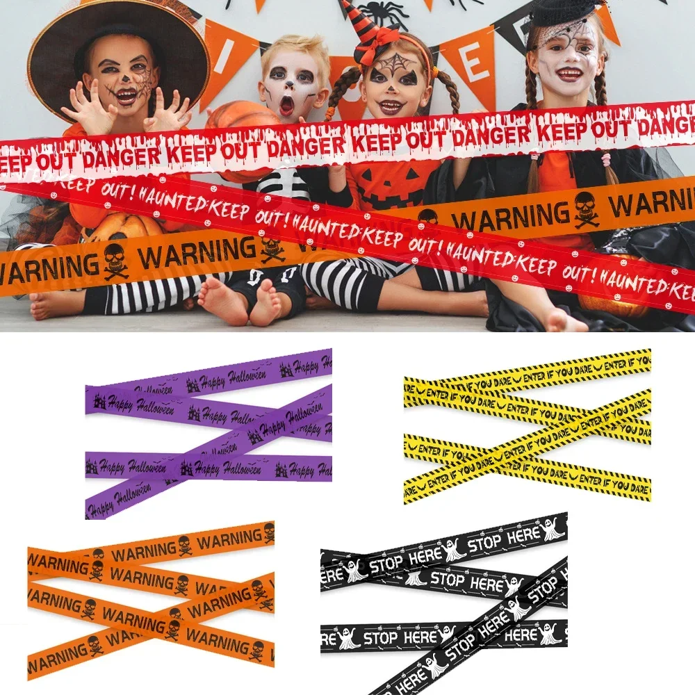 Halloween Warning Tape Signs Banner Halloween Party Props Window Prop Danger Warning Line Halloween Party Decoration Supplies