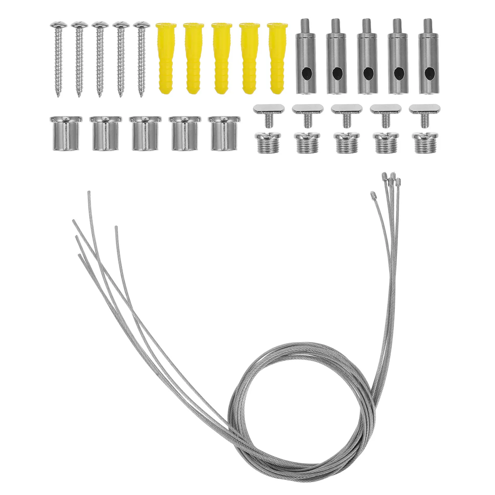 

Комплект из 5 наборов для подвесного освещения: металлический трос, стойкий подвесной кабель для ленточных светильников, комплект для подвесного освещения на потолок