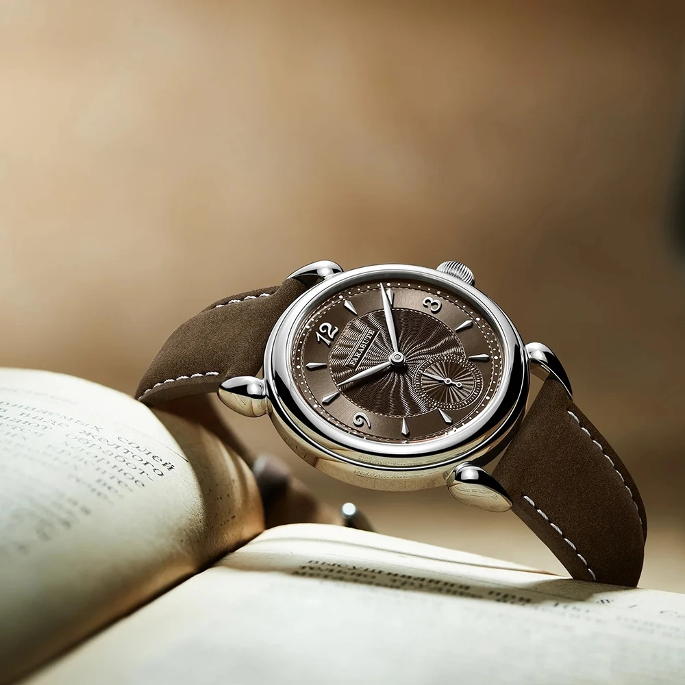 FARASUTE Men Vintage Watch 37mm Manual Winding Mechanical Wristwatch Ultrathin Sapphire Mirror Sunray Dial SW261 Movement