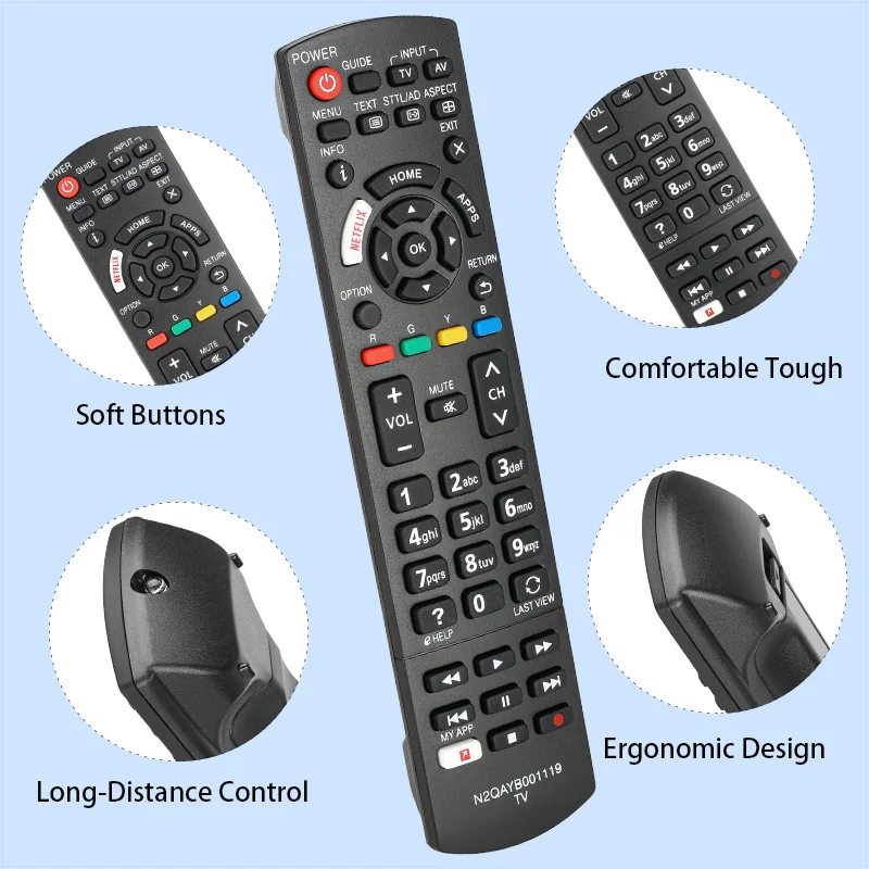 N2QAYB001119 For Panasonic Remote Control Replacement With NETFLIX Button, For Panasonic TV TH-43EX600A TH-43EX600Z TH-49EX600A