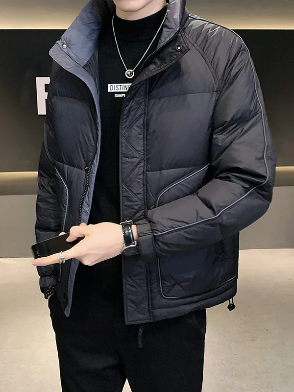 

Men's Winter Puffer Jaet 2025 New Faion Thiened Stand Collar Workwear White Du down Warm Outerwear Street Sle Zippe...
