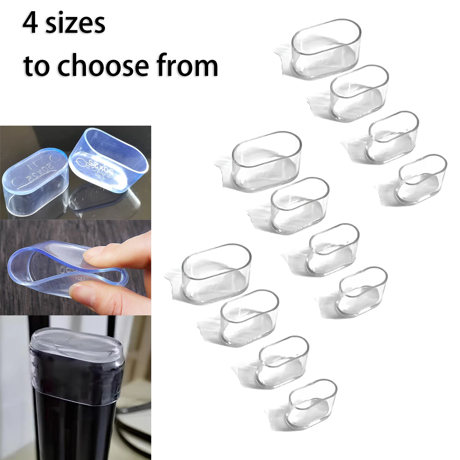 10PCS Transparent PVC Chair Leg Floor Protectors For Hardwood Floors,  Scratch-Resistant & Noise Reducing 4 Sizes To Choose From