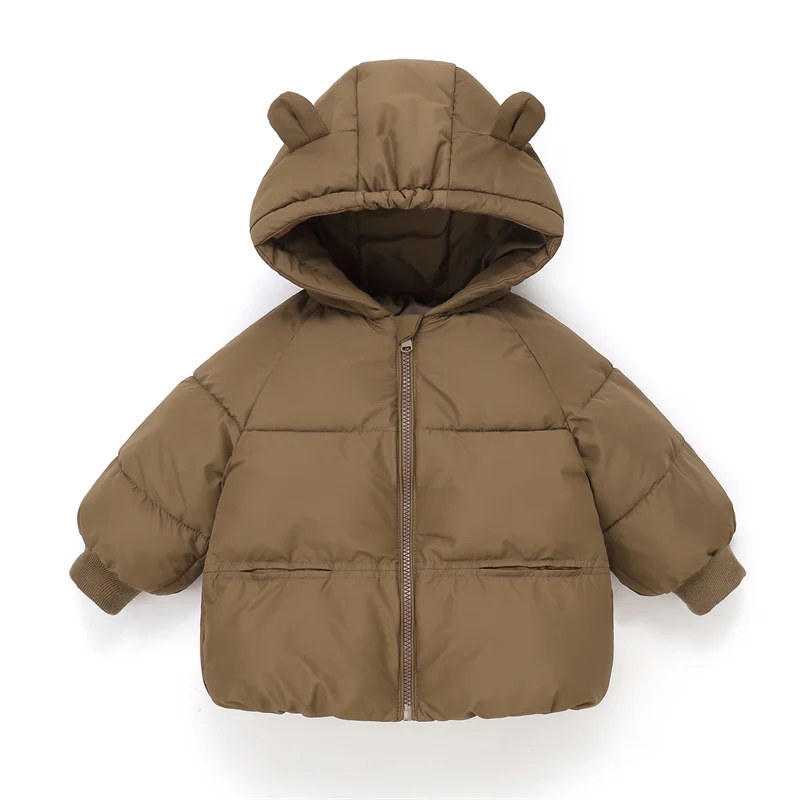 New Baby Warm Jacket Winter Toddler Thickened Outerwear Boys Girls Solid Hooded Coats Children Windproof Overcoat Snowsuit 2-6Y