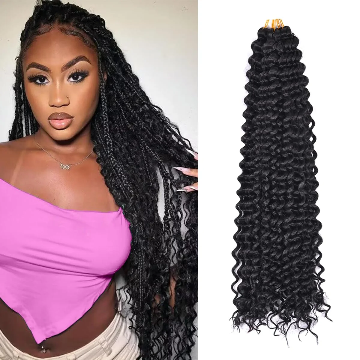 

Synthetic Twist Crochet Curly Hair 28 Inch Water Wave Braid Hair Ombre Blonde Brown Deep Wave Braiding Hair Extension