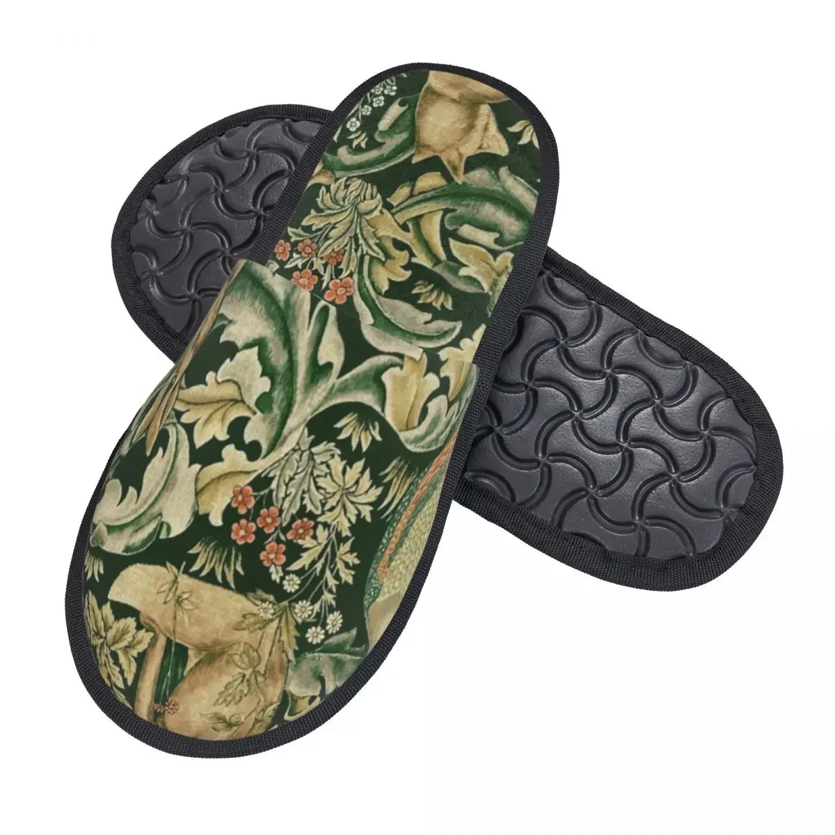 Peacocks And Fox By William Morris Guest Slippers for Spa Women Custom Print Forest Animals Textile Pattern House Slipper