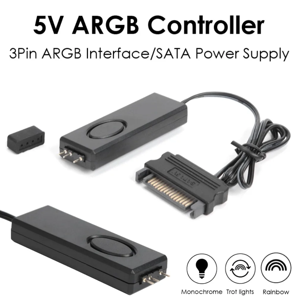 

ARGB Controller 5V 3pin To SATA Power Supply Mini RGB Controller 3PIN Hub For Computer Cpu Case Cool Fan LED Light Radiator