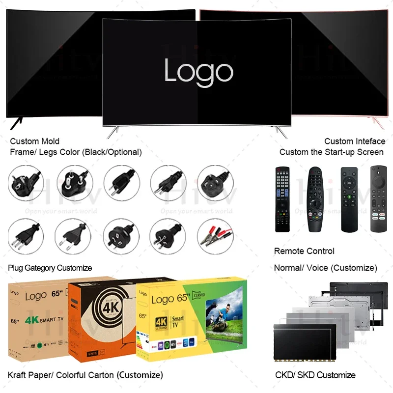 تلفزيون LED لغرفة الفندق مقاس 75 بوصة مع نظام Android WebOs 4K تلفزيون ذكي منحني