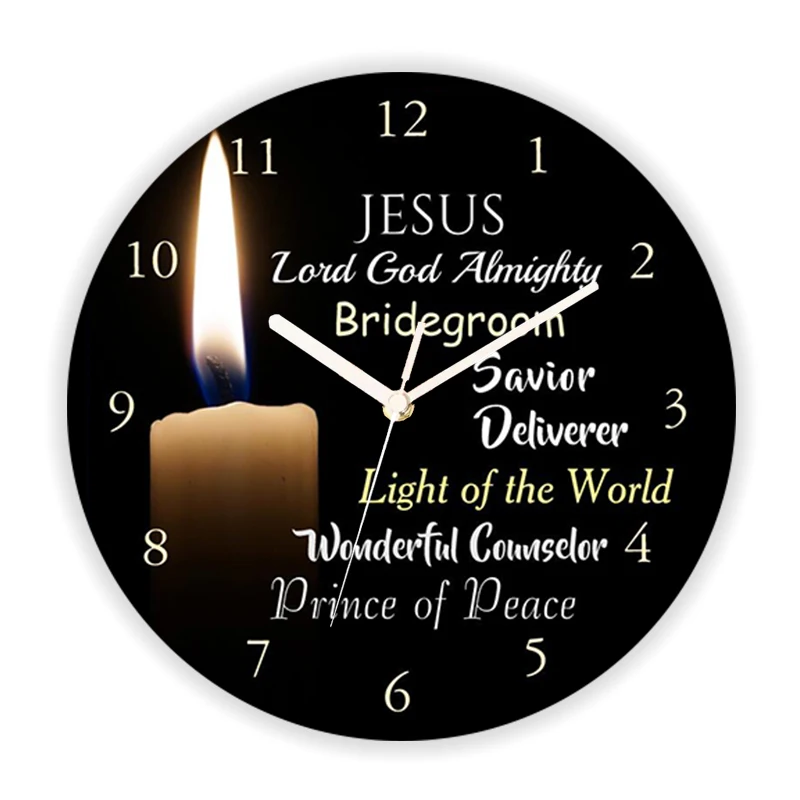 Grunge Religious Bible Verse Jesus Quote Word Saying Big Wall Clock for Christian Home Decor Wall Art Watch for Living Room Gift