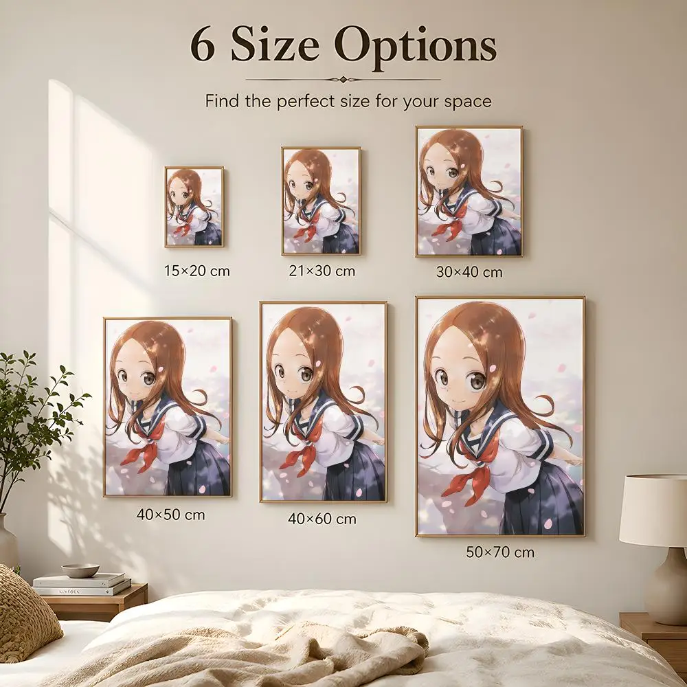 Teasing Master Takagi-san Poster Peel And Stick Matte PVC Self Adhesive Removable Waterproof Frameless Bedroom Living Room Decor