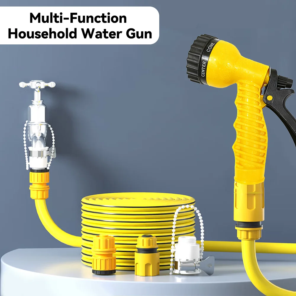 7 Modes Multifunctional Garden Water Gun with PVC Anti - Crack Hose 1/2 Inch Connector for Watering Plants Vegetables Car Washin