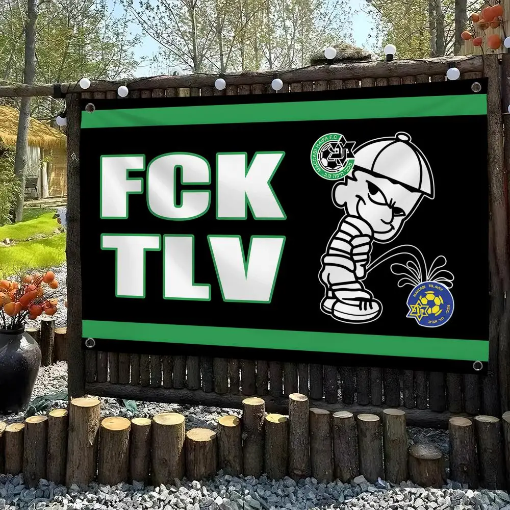 F-FCK TLV Haifa Lsrael FC Flags Custom Wall Hanging Background Art Banner for Bedroom Home Living Room Outdoor Decor