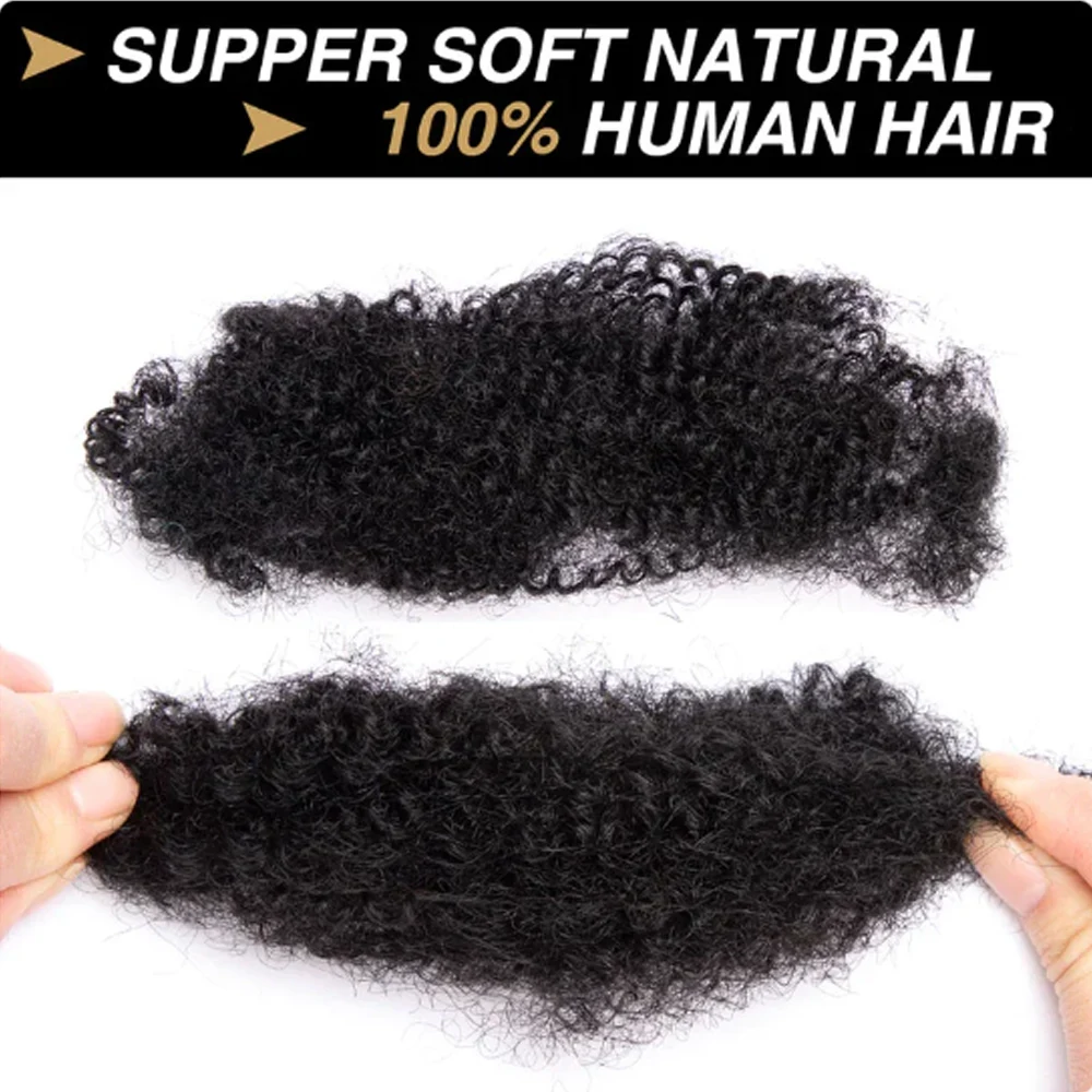 8 Inch 30g Afro Kinky Bulk Human Hair for Dreads Making Dreadlocks Repair Locs Twist Braiding 1B Natural Black Color