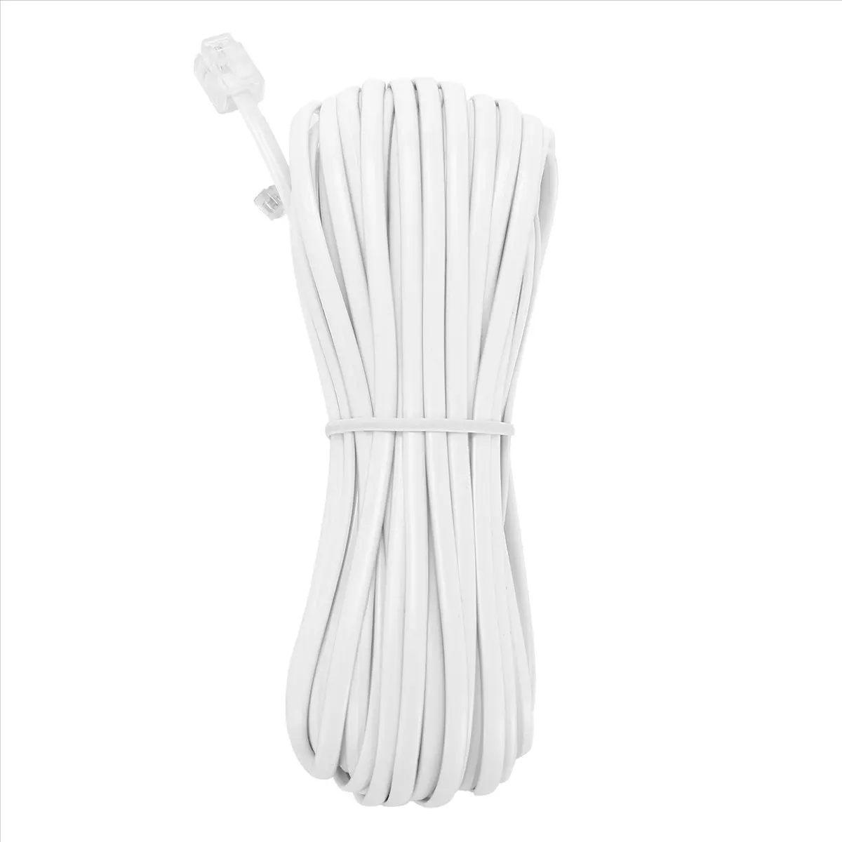 A85P White Male 6P2C RJ11 Plug Telephone Fax Modem Line Cable, 14M for Landline Telephone