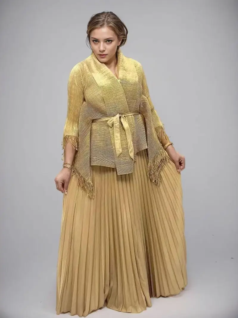 

Fashionable Long High Waist Women's Set with Fringe Coat And Floor-Length Skirt Cross-Border Elegant Ensemble for Summer