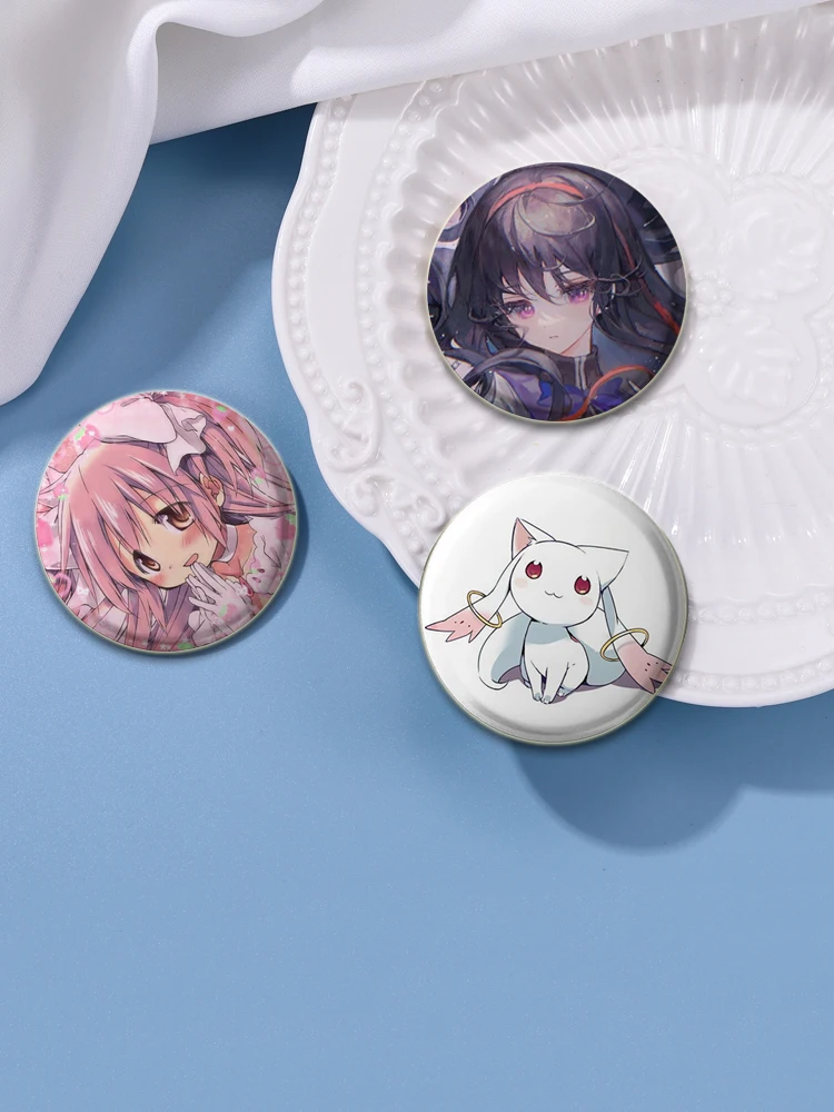 58mm Anime Puella Magi Madoka Magica Button Pin Cartoon Figures Miki Sayaka Kawaii Brooch Badge Bag Accessories Fans Collection
