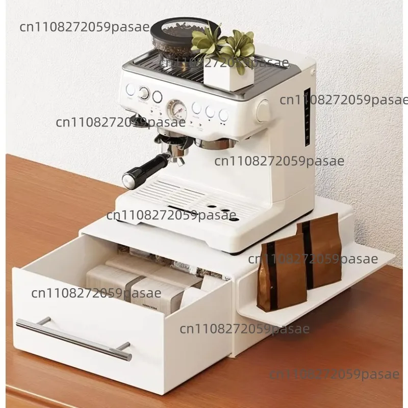 Coffee Storage Rack Pull-out Shelf with Drawer Countertop Heightening Rack Water Bar Base Coffee Machine Organizer