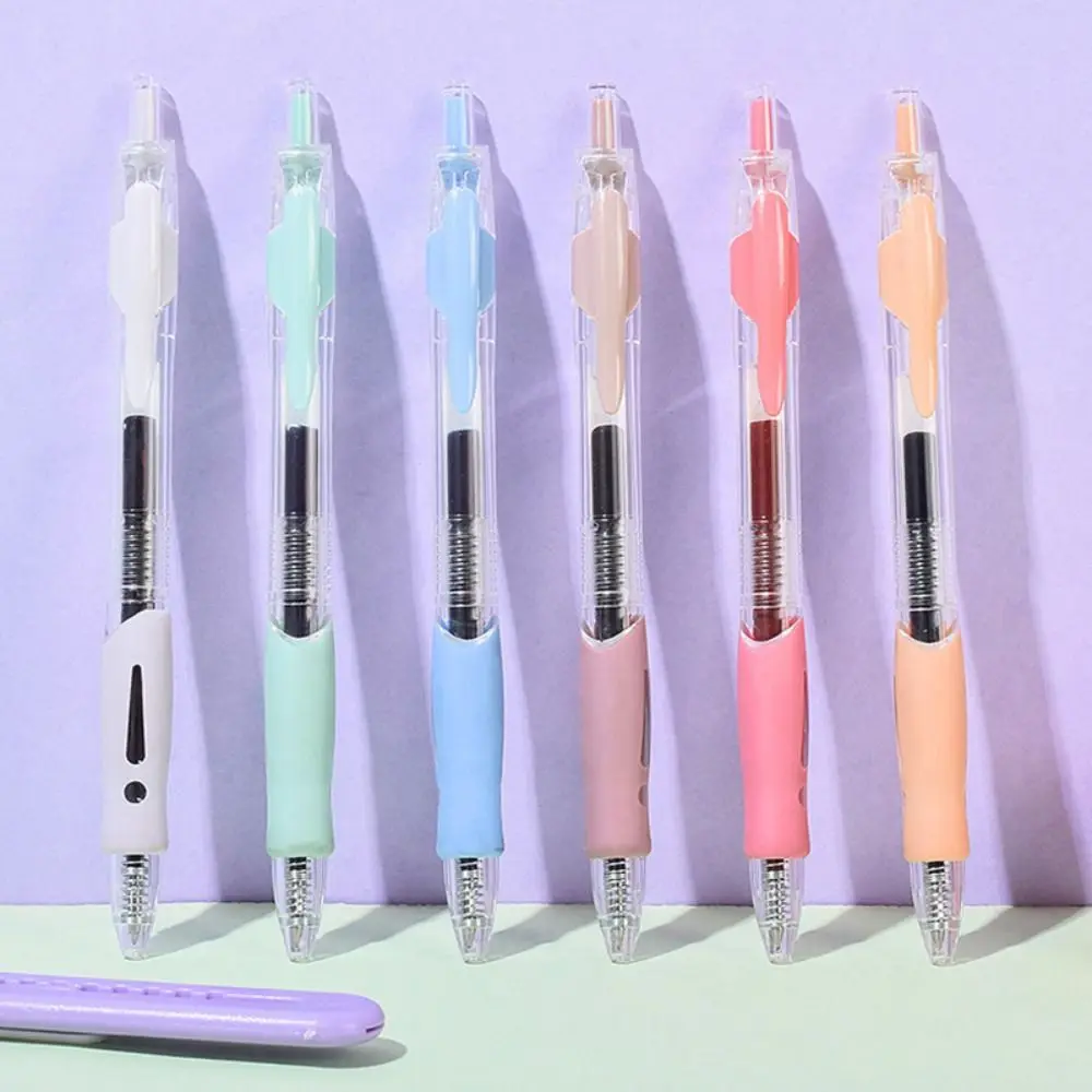 Creative 6 Color Gel Pens Press Type 0.5mm Colored Ink Neutral Pen Signing Pen Students Gift