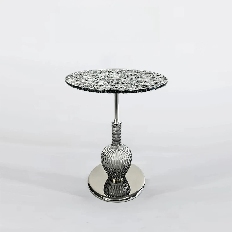 Italian minimalist art glass edge table living room sofa small coffee table balcony light luxury round corner table movable